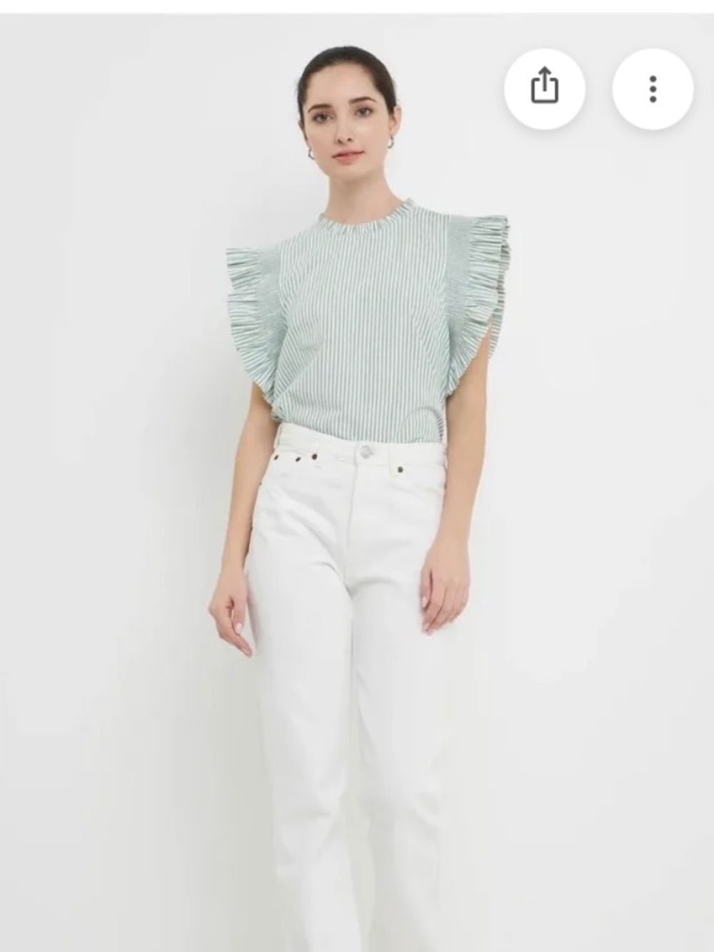 English Factory Cotton Boho Beach Chic Striped Ruffle Blouse